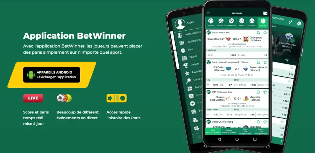 Betwinner app for Android and iOS